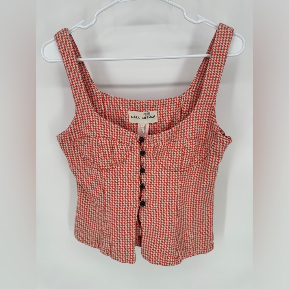 Mara Hoffman | Women’s 12 Orange Houndstooth Lola Bustier Tank Top Crop